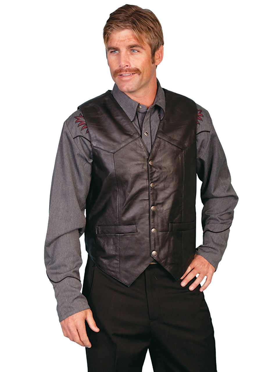 507B Big Scully Black Snap Lamb Vest - Brantleys Western & Casual Wear