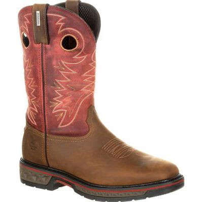 GB00221 Georgia Boot Carbo-Tec Waterproof Pull-On Boot Brown/Red