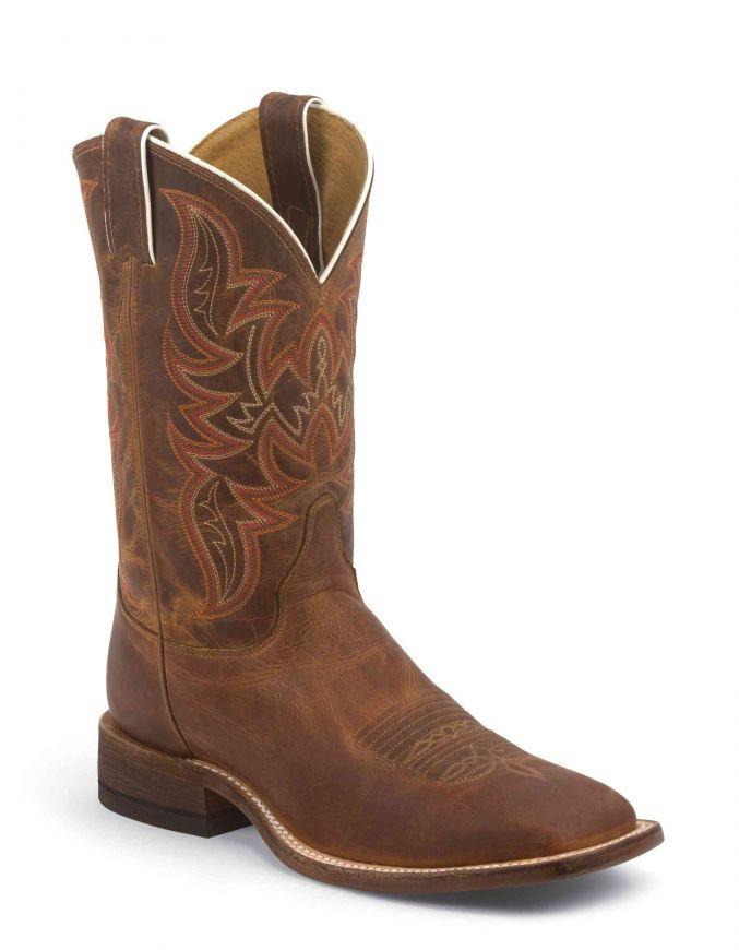 BR735 Mens Justin Bent Rail Austin Distressed Cognac Cowboy Boots