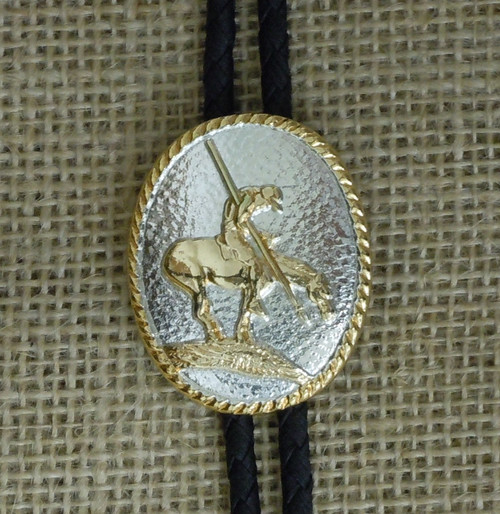 22275 Silver Bolo with Gold End of Trail