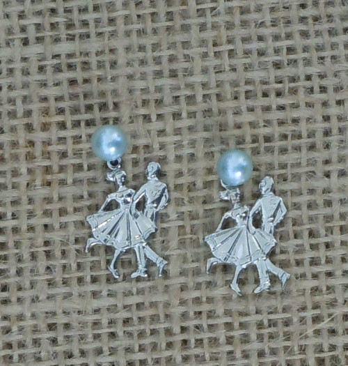 BB729EB Silver Dancer Earring with Blue Pearl Post