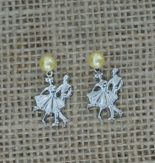 BB729EY Silver Dancer Earring with Yellow Pearl Post
