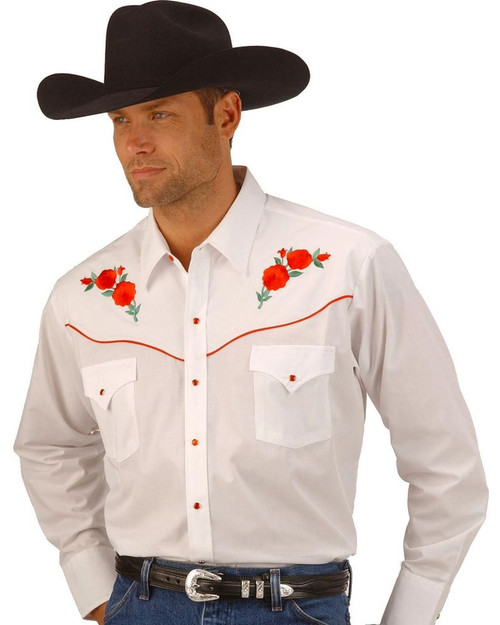 3901-06 White with Red Rose Matching Shirt