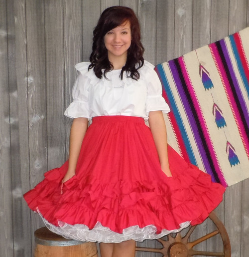342G Gingham Full Circle Skirt with a Single Ruffle on the