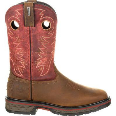 GB00221 Georgia Boot Carbo-Tec Waterproof Pull-On Boot Brown/Red
