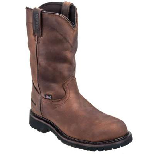 WK4961 Mens Justin Steel Toe Drywall Pull On Boot Wyoming Brown WK4961 Mens Justin Steel Toe Drywall Pull On Boot Wyoming Brown