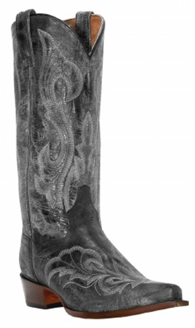 DP2230 Mens Dan Post El Paso Western Boot with Square Snip Toe Black Distressed Leather