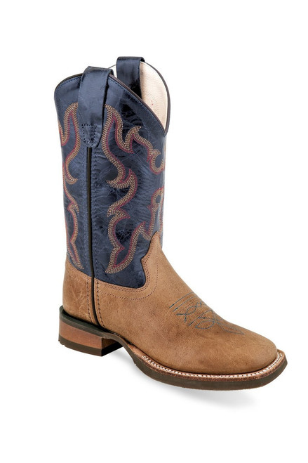 BSC1846 Childrens Old West Western Boot Square Toe Brown/Blue