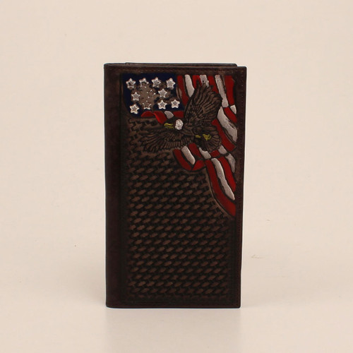 N5499502 Nocona American Flag with Eagle Rodeo Wallet Brown N5499502 Nocona American Flag with Eagle Rodeo Wallet Brown