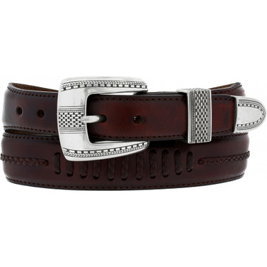 ONYX by BRIGHTON Dark Brown Leather Tapered Belt Inset Design VINTAGE Brighton-ONYX-Belt-  main image 3