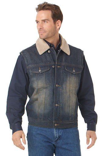 CW14S 12 Cripple Creek Ranchwear Denim Vest with Sherpa Lining ...