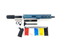 9MM Cerakote Titanium Blue Pistol Kit, 7.5″ Phosphate Barrel, Cerakote Titanium Blue 7″ Keymod Rail W/O 80% Lower/ Grip