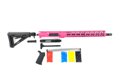 AR-15 Rifle Kit, -( NO LOWER )- Cerakote Pink 16″ Stainless Barrel, 15″ Rail Handguard, Magpul Stock & Grip