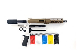 9MM Cerakote Burnt Bronze Pistol Kit, 7.5″ Barrel, 7″ Rail, Magpul Grip