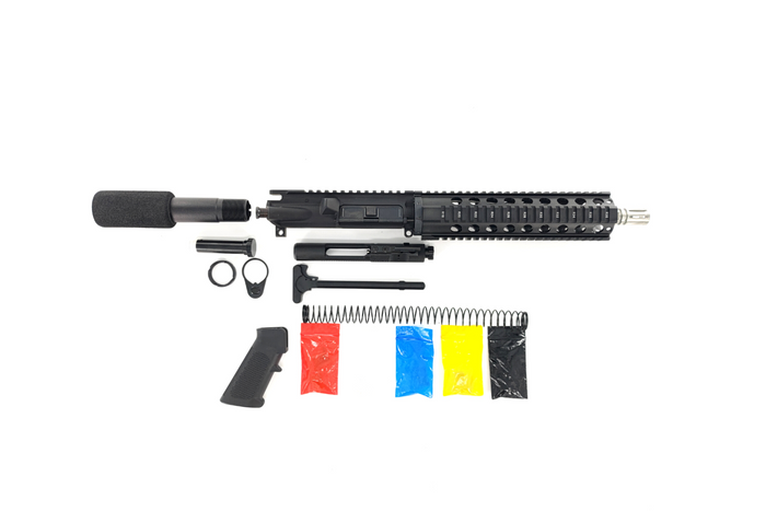 AR-15 Pistol Kit, -( NO LOWER )-Black 10.5″ Stainless Barrel, 10″ Quad Rail Handguard