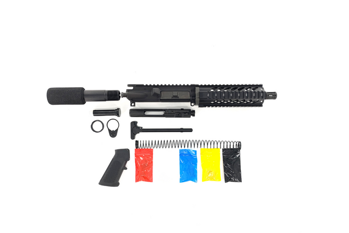 AR-15 Pistol Kit, -( NO LOWER )-Black 7.5″ Phosphate Barrel, 7″ Quad Rail Handguard