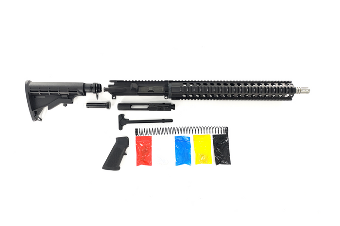 AR-15 Rifle Kit, -( NO LOWER )-Black 16″ Stainless Barrel, 15″ Quad Rail Handguard