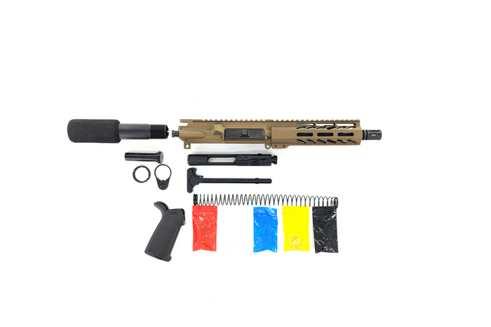 AR-15 Pistol Kit, -( NO LOWER )-Cerakote Bronze 7.5″ Phosphate Barrel, 7″ Handguard, Magpul Grip