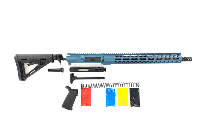 .300 Blackout Rifle Kit, -( NO LOWER )- Cerakote Titanium Blue 16″ Phosphate Barrel, 15″ Rail Handguard, Magpul Stock & Grip