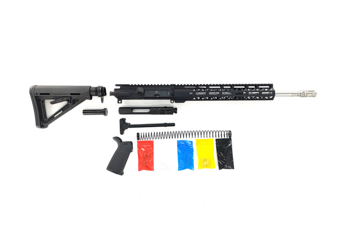 AR-15 Rifle Kit, -( NO LOWER )- Black 16″ Stainless Barrel, 12″ Rail Handguard, Magpul Stock & Grip