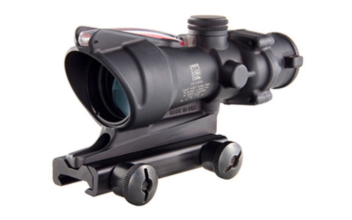 Trijicon ACOG® 4x32 BAC Riflescope - .223 / 5.56 Red Chevron Reticle, Thumbscrew Mount, Tritium / Fiber Optics Illuminated Trijicon ACOG® 4x32 BAC Riflescope - .223 / 5.56 Red Chevron Reticle, Thumbscrew Mount, Tritium / Fiber Optics Illuminated