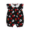 Gothic baby romper with a skull and rose design, alternative rock style baby clothing.