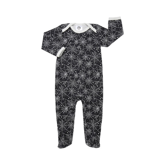 cobweb print baby sleepsuit
