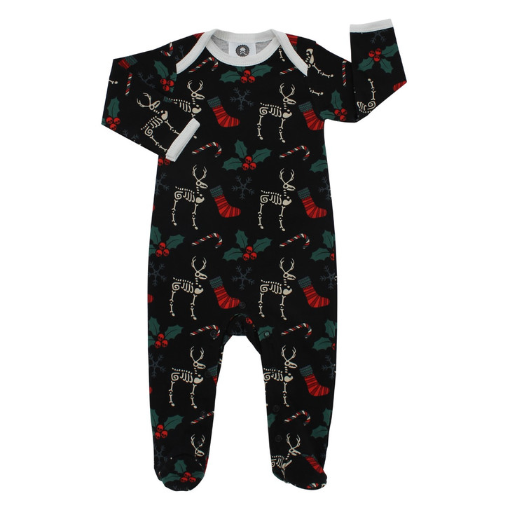 Skeleton reindeer baby sleepsuit
