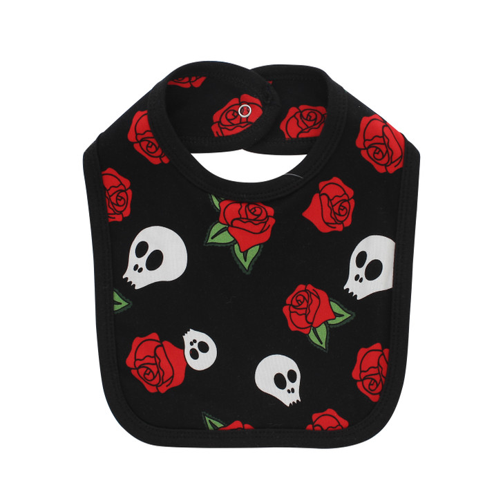 Skull and rose baby bib