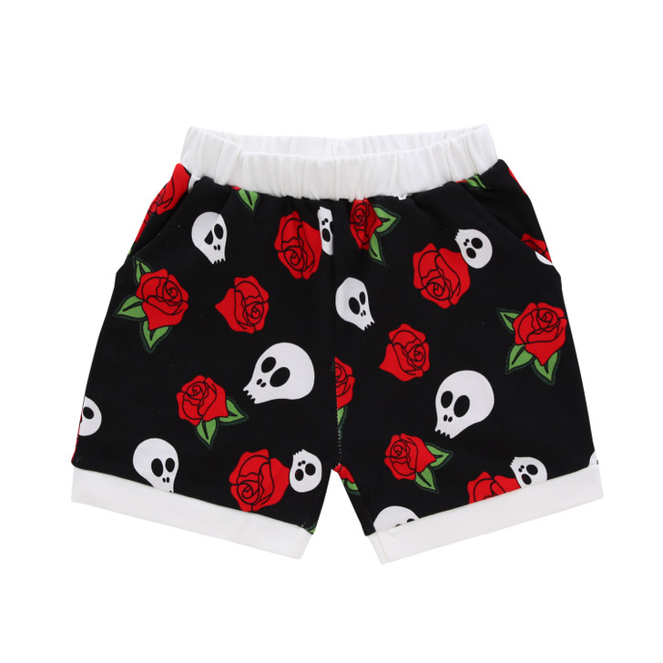 Skull and rose kids shorts