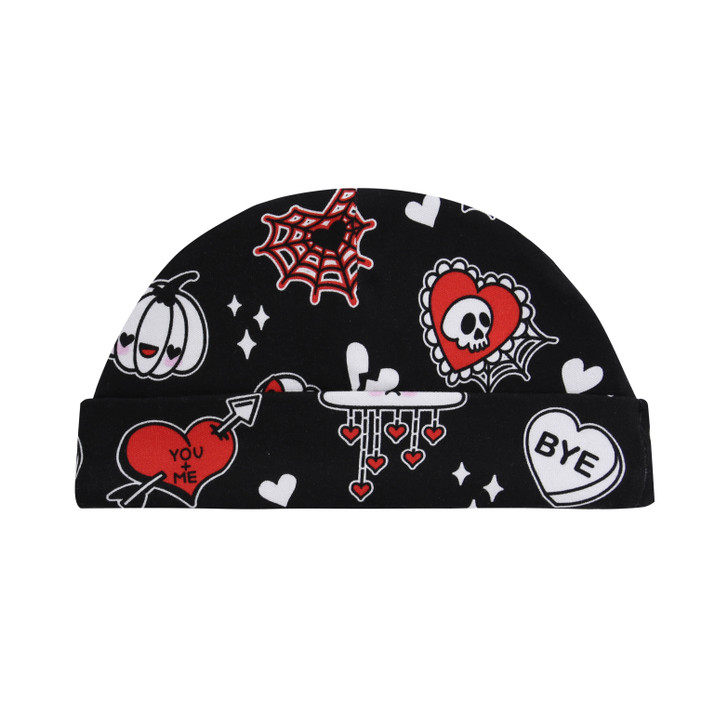 Heart & Cobweb kawaii print baby hat