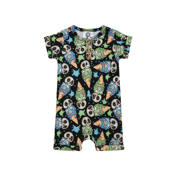 Skull ice cream print summer baby romper