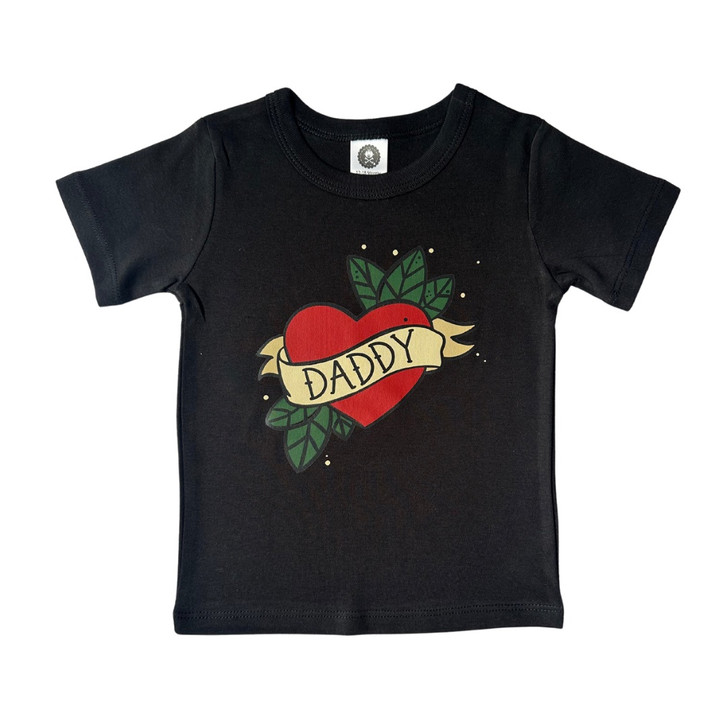 Daddy tattoo heart print childrens T-shirt