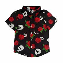 Skull and rose print kids lightweight shirt