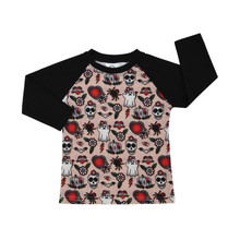 Halloween tattoo flash style kids baseball T-shirt