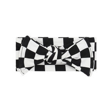 black and white checkerboard tie baby headband