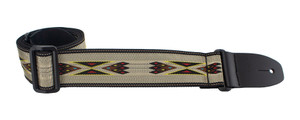 Guitar Straps USA 2" Poly w/leather ends extends to 58" Beige Aztec Guitar Straps USA 2" Poly w/leather ends extends to 58" Beige Aztec