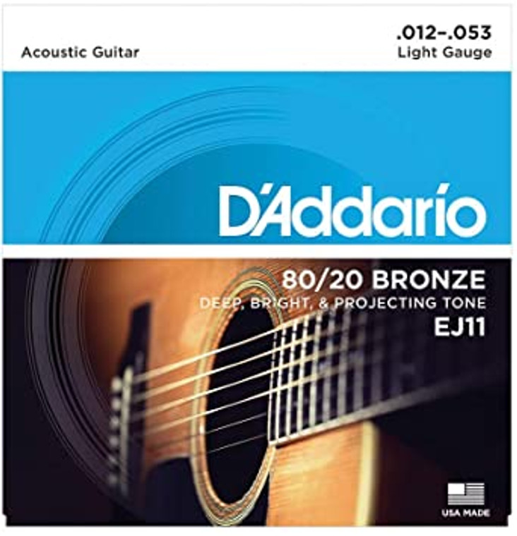 D'Addario EJ11 80/20 ACOUSTIC GUITAR STRINGS, LIGHT, 12-53 SET OF 4