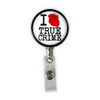 I Heart True Crime Heavy Duty Steel Cord Badge Reel