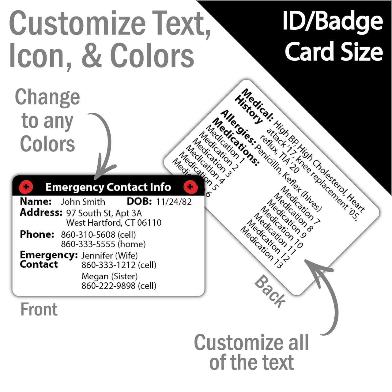 Custom Emergency Contact Card WeHa Print