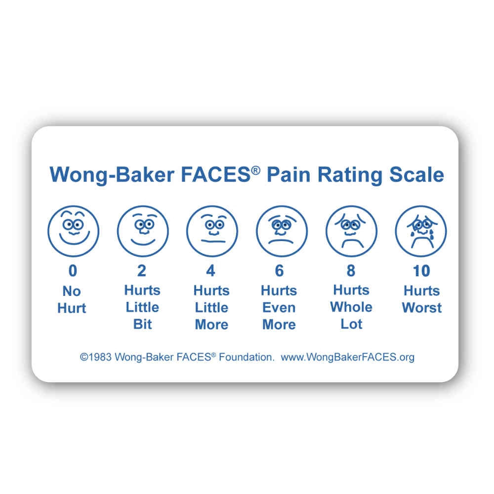 wong-baker faces™ pain rating scale 3"5" pocket card - scrub