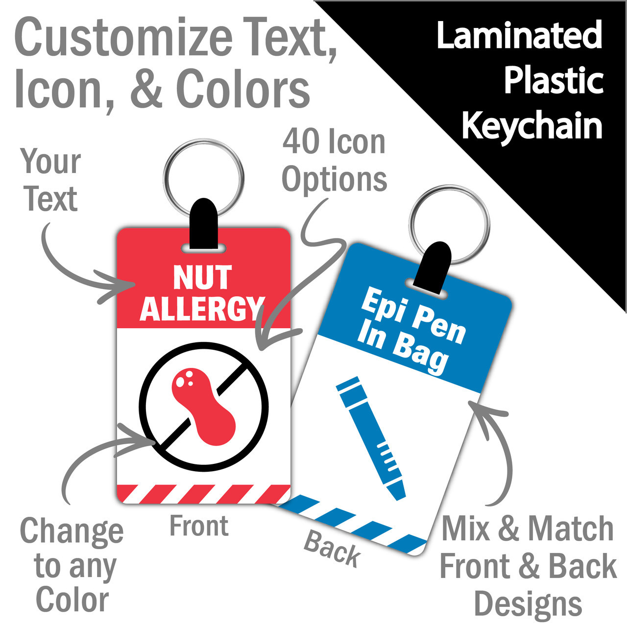 Custom Allergy Alert Keychains - WeHa Print