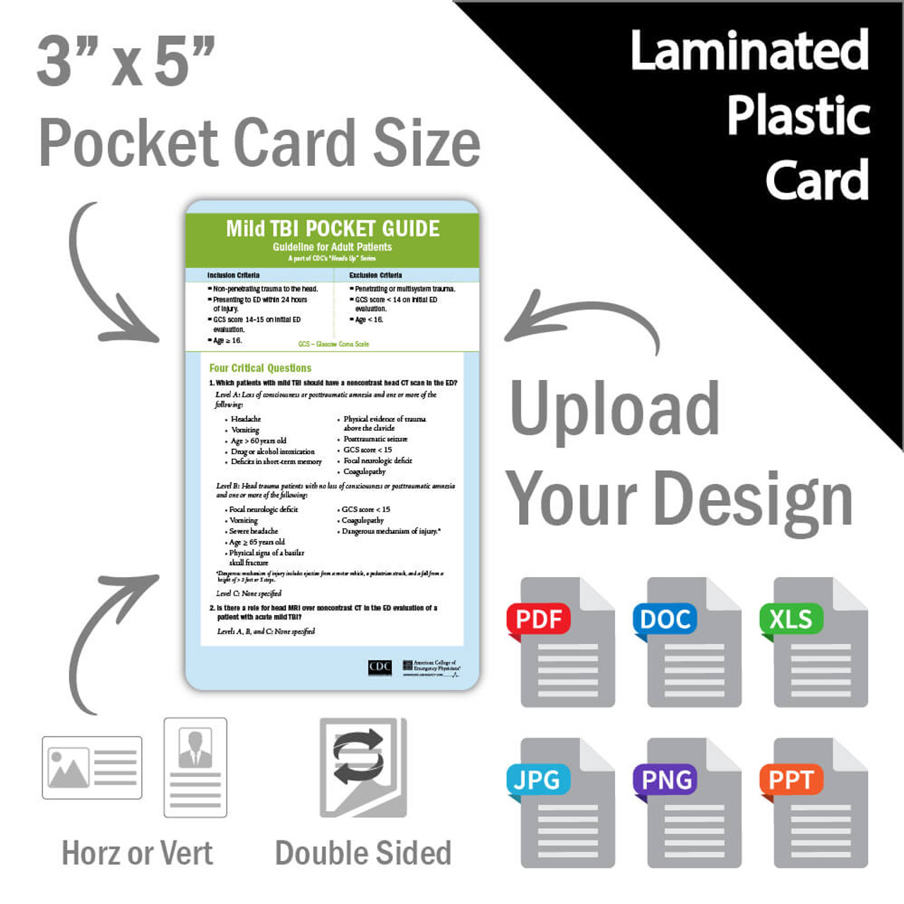 100 50 25 10 Horizontal/Vertical Clear Plastic Card ID Badge