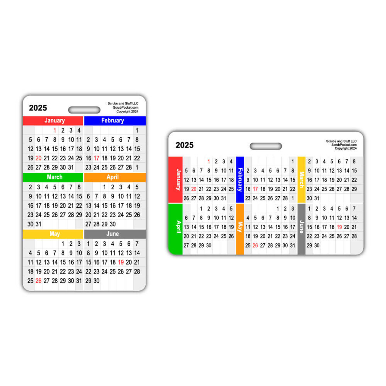 2025 Month by Month Calendar (Upcoming/New Year) Badge Card - Scrub Pocket 2025-month-by-month-calendar-upcoming-new-year-badge-card-scrub-pocket