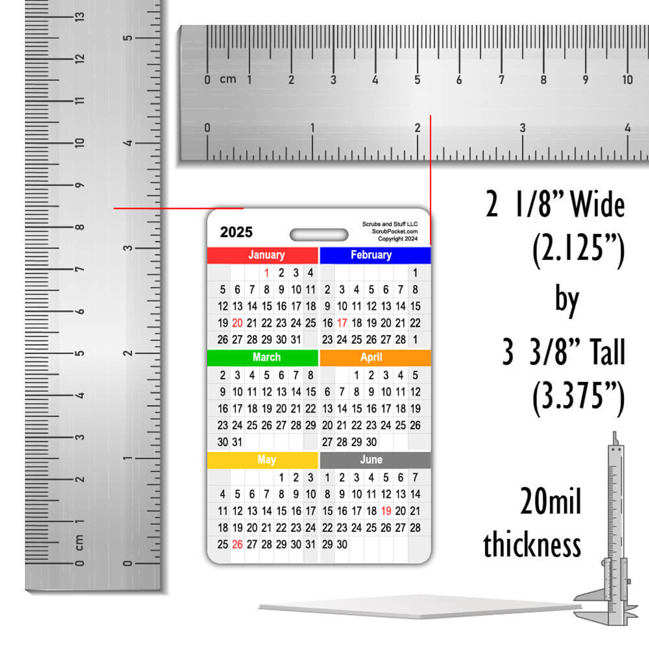 2025 Month by Month Calendar (Upcoming/New Year) Badge Card - Scrub Pocket 2025-month-by-month-calendar-upcoming-new-year-badge-card-scrub-pocket
