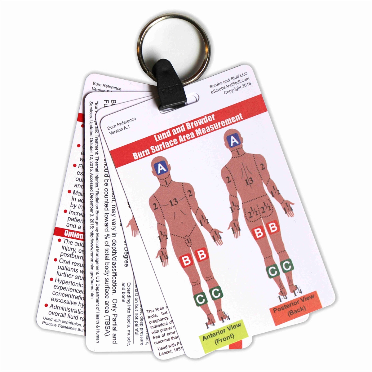 Burn Reference Keychain - 4 cards - Scrub Pocket