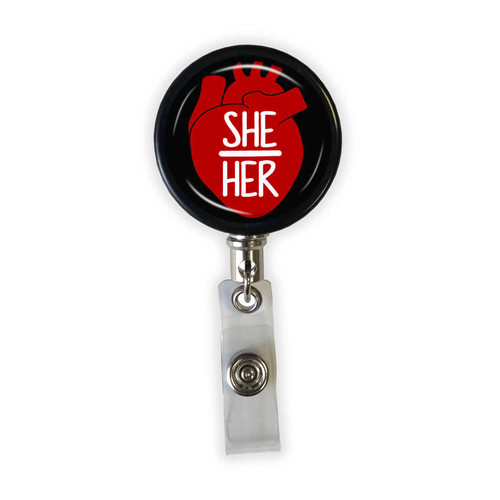 She/Her Pronoun Heavy Duty Steel Cord Badge Reel