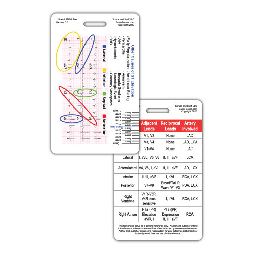 12 Lead STEMI Tool w/ Corresponding Vessels Chart Badge Card