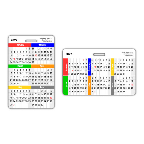 2027 Month by Month Calendar Badge Card