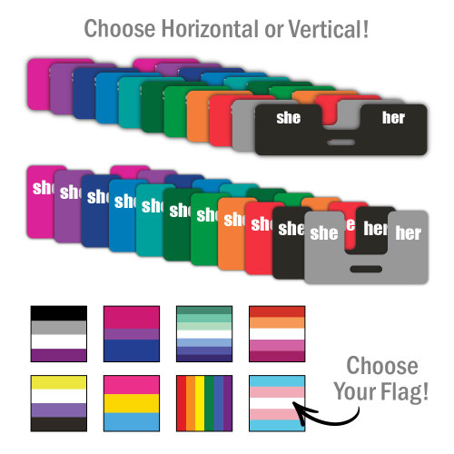 Badge Buddy Topper Pronoun Pack - 11 Pronoun Toppers & 1 Pride Flag Topper Badge Buddy Topper Pronoun Pack - 11 Pronoun Toppers & 1 Pride Flag Topper